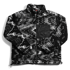 Veste polaire Sherpa pour homme à motif Glitch Noise, en polaire haute densité, manteau thermique d'hiver à col montant, style Gorpcore, streetwear urbain, personnalisable - Product Image 1