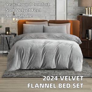 Vente chaude 2024 Ensemble de draps en <span class=keywords><strong>flanelle</strong></span> de velours tissé uni 4 pièces <span class=keywords><strong>Housse</strong></span> de couette confortable imprimée 300 fils pour la maison Mariage - Product Image 2