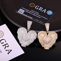 Nouveau pendentif cœur ailé en moissanite VVS D, passe le testeur de diamant, collier hip-hop glacé, bijoux de luxe tendance pour hommes