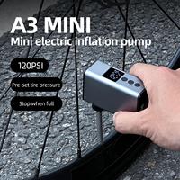 Mini pompe à air électrique haute pression pour vélo, moteur sans balais, gonfleur de pneus portable 120 PSI, léger pour un gonflage rapide du vélo