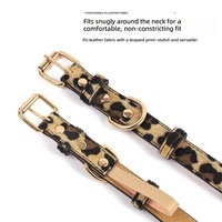 Collier pour animaux de compagnie imprimé léopard, réglable, en polyuréthane, adapté aux chiens de petite et moyenne taille, accessoire de marche en plein air