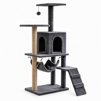 Arbre à chat multi-niveaux en gros pour chats de taille moyenne, tour à chat avec 2 condos, hamac, poteau à gratter en sisal et échelle d'escalade