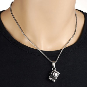 Collar con Colgante de Cámara Vintage de Acero Inoxidable Estilo Hip <span class=keywords><strong>Hop</strong></span>, Cadena de Eslabones, Joyería Punk para Hombre, Uso Diario y Urbano - Product Image 4