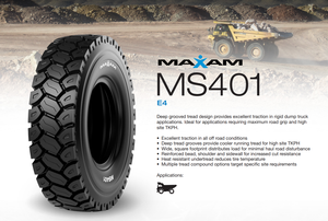 Neumáticos Maxam MS401 27.00R49 24.00R35 21.00R35 21.00R33 18.00R33 18.00R25 14.00R25 14.00R24 E4 para Camiones de Volteo, Neumáticos OTR para Minería - Product Image 4