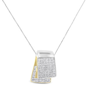 Collana di diamanti taglio principessa 2.0 in oro bianco e giallo 14K - Product Image 2