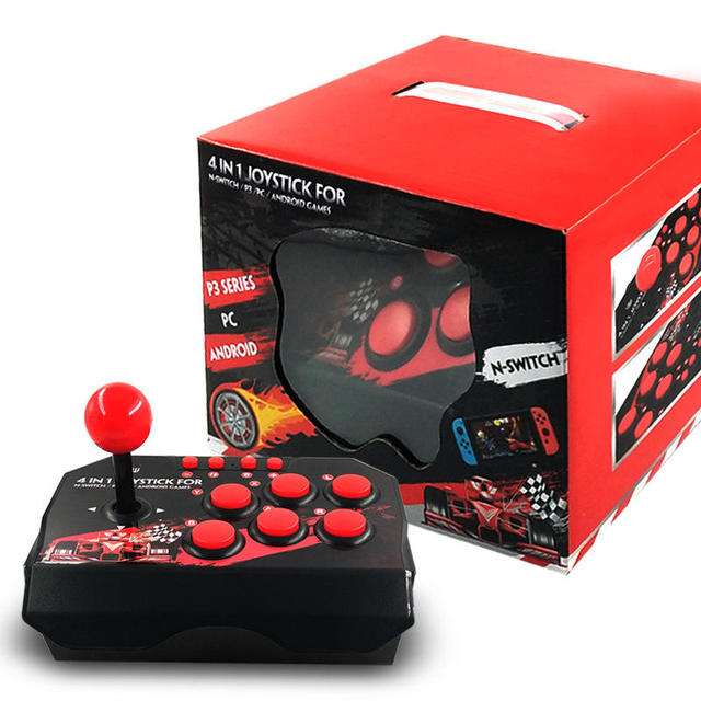 4 in 1 Fighter Joystick Wired Arcade Controller for Switch PS3 PC Android TV Full Function Buttons USB Game Controller