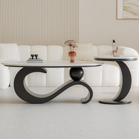Nouvelle Table Basse en Pierre 2026, Style Italien Moderne Minimaliste, Ovale, Luxe Décoratif pour Salon et Mobilier de Maison