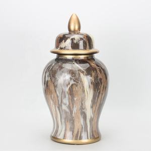 Ginger Jars Ceramic and Porcelain Vases, Gold Ginger Jar <b>Tall</b> Ceramic Pots, Flower Vase <b>Table</b> for Hotel Wedding Decor - Product Image 2