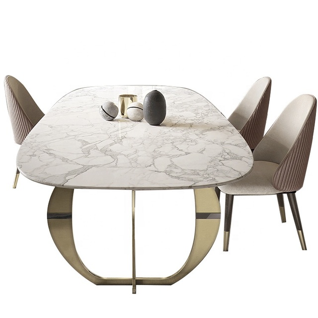 Most Popular Luxury Italian Marble Dining Set Modern Style Luxury Dining Table for Living Room