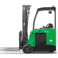 Chariot élévateur électrique contrepoids à 3 roues, 2 tonnes, batterie Li-ion, moteur AC, pneus pleins, pour allées étroites
