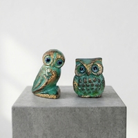 Figurine de hibou rustique antique en fonte, statue d'animal rétro, finition patinée, ornement décoratif en métal pour table, étagère, jardin