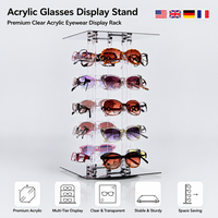 Présentoir rotatif en acrylique pour lunettes, capacité de 20 montures, support rotatif premium en acrylique pour lunettes, surdimensionné et facile à assembler
