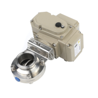 Vanne papillon électrique à trois colliers DN50 en acier inoxydable 304 pour pipeline de transformation laitière et de boissons sanitaires