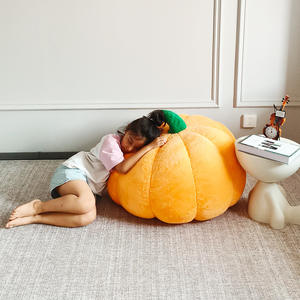 Canapé pouf en forme de citrouille Han Doubao, orange, rembourrage en éponge douce, housse amovible pour enfant - Product Image 2