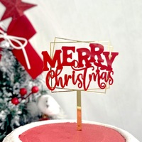 MOYI Prix usine Ensemble de décorations de gâteau de Noël en acrylique de 1,3 mm, insert de gâteau de Noël rouge et or miroir pour pâtisserie, fournitures de fête, commande en gros