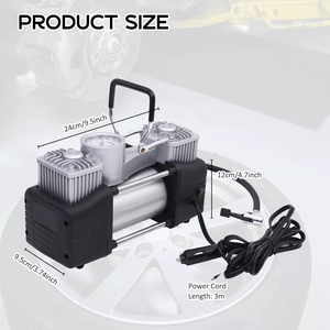 גליל כפול 12v נייד צמיג אוטומטי נייד משאבת משאבת רכב נייד/רכב חשמלי משאבת מיני/צמיגים משאבת צמיגים - Product Image 2