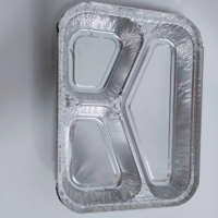 Boîte à lunch en aluminium à trois compartiments, plaque en aluminium pour plats à emporter, utilisation pour les aliments chauds et froids, compatible four