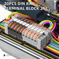 20 Stück 10P Kupfer-Nylon DIN-Schienenklemmenblock 211 Universeller Schnellkabelverbinder 32A 250V Automotive