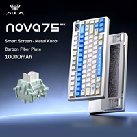 Claviers AULA NOVA75 Tri-mode RGB personnalisables avec écran et bouton, structure Gasket rétroéclairée RGB à commutation à chaud