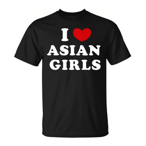 Camiseta I Heart Asian Girls, camiseta promocional unisex negra - Product Image 2