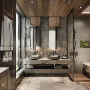 Meuble-lavabo mural de salle de bain de style industriel moderne et simple, série haut de gamme, design personnalisé avec miroir LED - Product Image 1