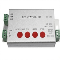 Controlador de Píxeles LED RGB CY H801SB con Tarjeta SD, Interruptor Manual, Carga Máxima de 144W, DC5V-DC24V, Control Remoto de 10m, Construcción de Aluminio