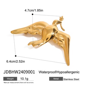 เข็มกลัดรูปนกเคลือบทองทันสมัย สแตนเลสสตีล รูปนกพีชโดฟ สำหรับผู้หญิง - Product Image 2