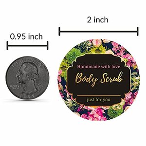 Recyclable 2-Inch Gold <b>Foil</b> Waterproof Stickers Small Plastic Body Scrub <b>Containers</b> with Lid for Sugar Scrub Packaging Labels - Product Image 2