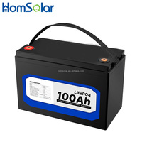 Batterie LiFePO4 à cycle profond HomSolar 12V 100Ah 200Ah à semi-conducteurs |   6000 cycles |   Borne de connexion M8 |   Température de fonctionnement de -20 à 60 °C |