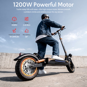 Scooter Eléctrico de Doble Motor, 1200W, 48V, 31 Millas de Autonomía, Capacidad de 120 kg, Plegable, Aluminio, Suspensión, Frenos de Disco, A16, Scooter de Dos Ruedas - Product Image 2