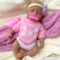 30 cm Kleine Silikon-Reborn-Babypuppe mit Gebräunter Haut, Handgefertigte Kleinkind-Begleitpuppen