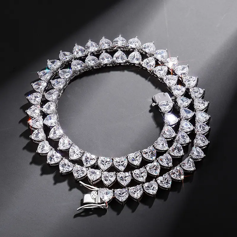 New Arrival 6ミリメートルHeart Shape Diamond Tennis Chain Fine Jewelry Lovely Heart CZ Tennis Chain Fashion Necklaces For Women