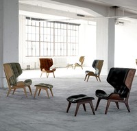 Chaise de salon danoise bon marché salon rembourré en bois courbé chaise d'appoint mammouth salon
