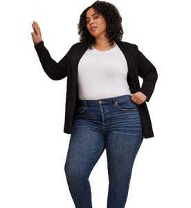 جينز نسائي بمقاسات كبيرة، بنطلون جينز ضيق مخصص للنساء بخصر متوسط، مصنوع من السباندكس/القطن المغسول، متوفر بالجملة - Product Image 2