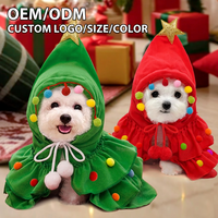 Costume de Noël pour animaux de compagnie : Cape à capuche rouge, chapeau étoile, tenue de Noël ajustable en coton pour chiens et chats, vente en gros, vêtements pour animaux OEM