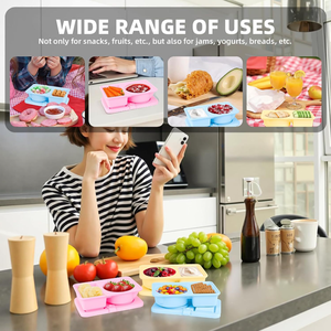 Du Lịch Xách Tay Tái Sử Dụng Silicone Snack Hộp <span class=keywords><strong>Container</strong></span> 2 Ngăn Với Nắp Gia Vị Nước Sốt Salad Thay Đồ <span class=keywords><strong>Container</strong></span> - Product Image 4