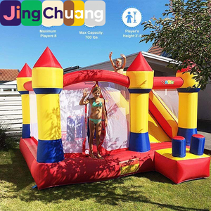 JingChuang Castillo Hinchable de PVC Engrosado para Niños con Tobogán y Trampolín, <span class=keywords><strong>Casa</strong></span> de Juegos Grande para Uso Doméstico y Exterior - Product Image 1