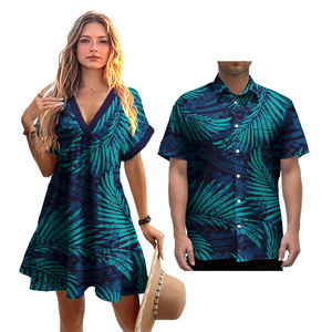 Couples hawaïens correspondant tenues ensemble personnalisé <span class=keywords><strong>tatouage</strong></span> Tribal tiare <span class=keywords><strong>fleur</strong></span> robe <span class=keywords><strong>de</strong></span> bal Aloha chemise & Samoa Puletasi robe Couple ensemble - Product Image 4