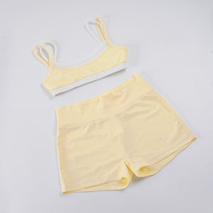 Solid Color Sporty Casual Two-Piece Set Women Crop <b>Top</b> + High Waist Shorts Quick Dry Yoga Activewear Suit - Product Image 6