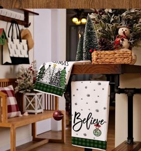 Decor Kitchen Towel Set of 2 With <b>Christmas</b> Letter Design Xmas <b>Tree</b> Dish Hand Towels - Product Image 3