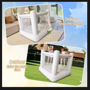 Château gonflable blanc pour tout-petits, intérieur/extérieur, maison de saut pour enfants avec filet de sécurité - Product Image 4