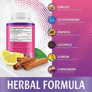 OEM sbiancamento 750mg antiossidante integratori per la salute 60 capsule per gli uomini donne alleggerimento della pelle a base di erbe integratore di tono - Product Image 5