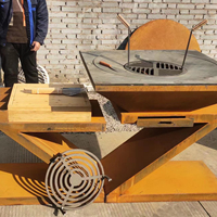 Nouveau Design Brazero Foyer en Acier Corten Barbecue Fumeur Portable Extérieur Charbon de Bois Four Jardin Grills