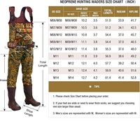 Cuissardes de poitrine pour hommes 5mm néoprène imperméable Camo Bootfoot pour la chasse au canard et la pêche 6.5 Lbs