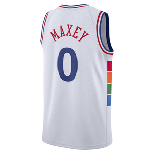 Philadelphia Pria 2025 # 0 Maxey Jersey Custom Kaos Basket Jahitan Bordir Seragam Remaja - Product Image 5