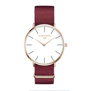 Reloj Minimalista de Moda para Hombre, Marca <span class=keywords><strong>Chronos</strong></span>, Correa de Nailon, Logotipo Personalizado, Precio de Fábrica - Product Image 1