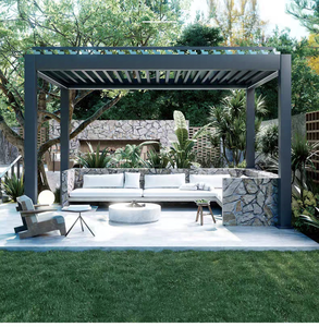 Toit de pergola de patio extérieur imperméable et coupe-vent Gazebo à cadre métallique facile à assembler Fonctionnalité d'ouverture et de fermeture - Product Image 2