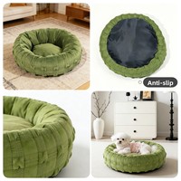 Coussin rond pour animaux de compagnie, style donut, plissé, pour un sommeil profond, chaud et confortable, pour petits chiens, toutes saisons