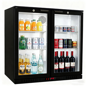 NE-200C-8 Back Bar Cooler Commercial Refrigerator double Insulated Glass Door display <b>black</b> back bar cooler - Product Image 3