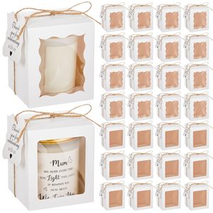 Scatola Regalo Pieghevole in Carta Kraft Bianca con Materiali Riciclati, Finestra Trasparente e Laminazione Lucida - Product Image 1